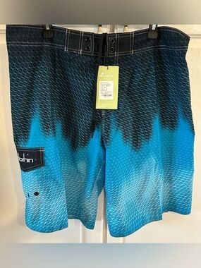 Men's Blue Black Gradient Swim Trunks